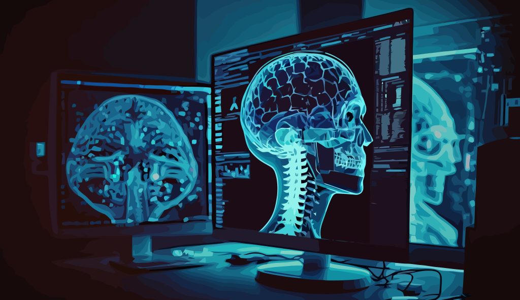 Image of a doctor analyzing X-ray and MRI scans — representing radiology used for diagnosing and monitoring internal body conditions.